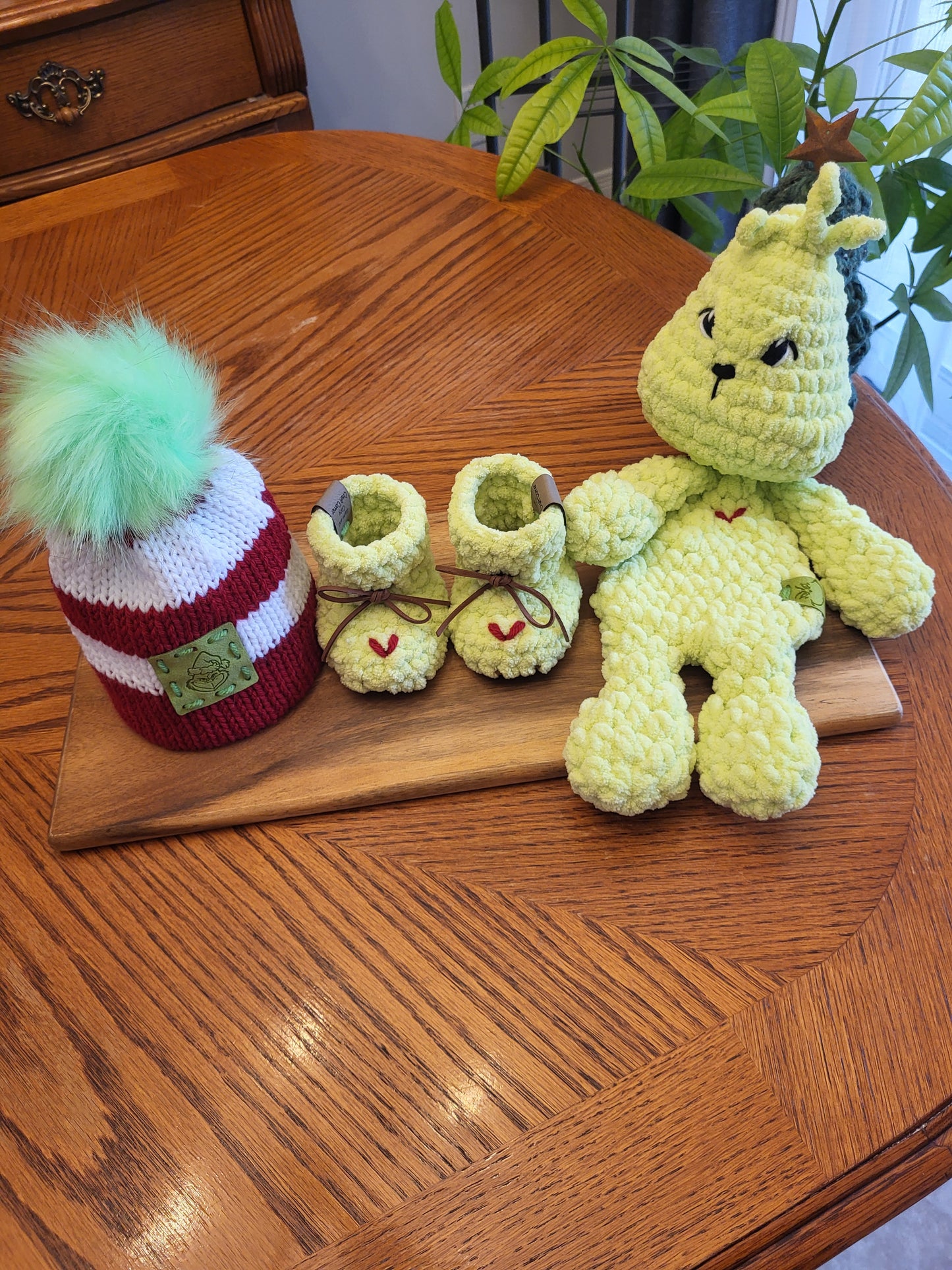 Grinch Baby Booties - Suede Sole