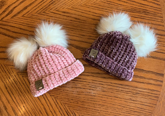 Velvet Double Pom Beanie