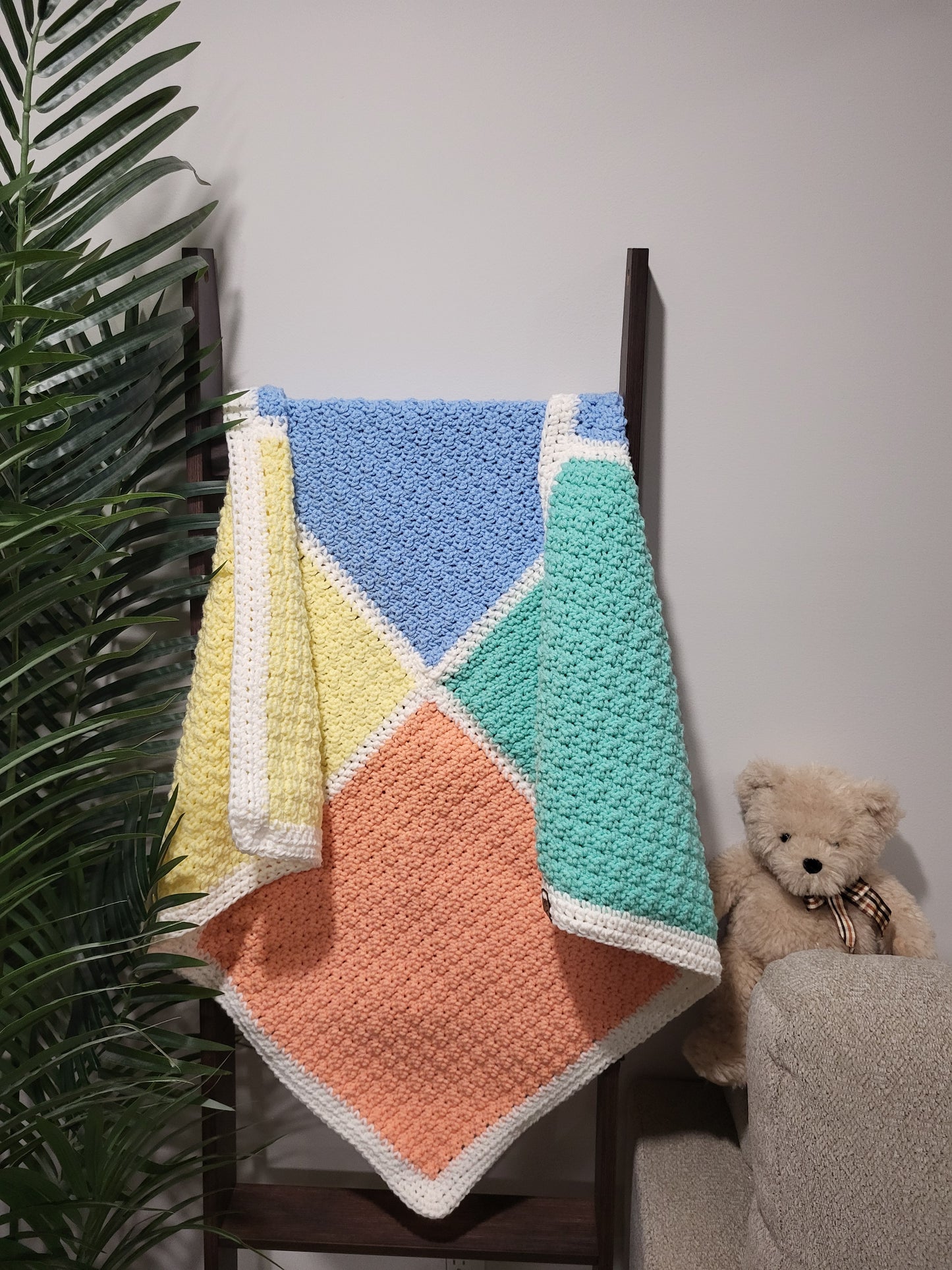 Handmade Crochet Baby Blanket - Coastal - In Stock
