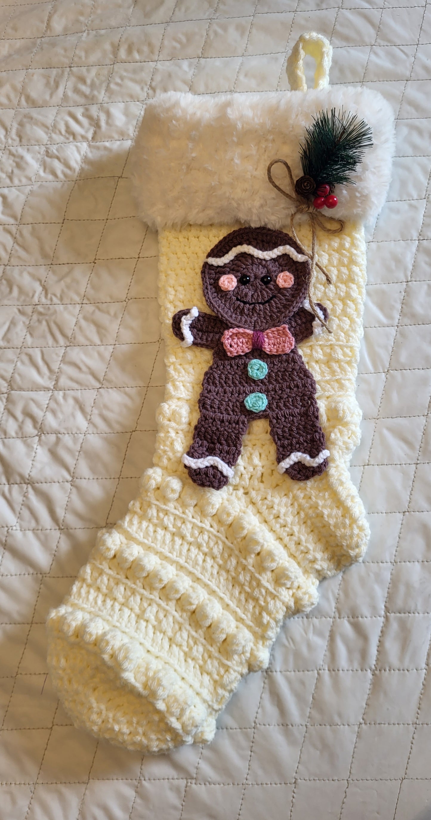 Luxury Classic Christmas Stocking - Gingerbreadman - Moose - Crochet Christmas Stocking - Amara Stocking