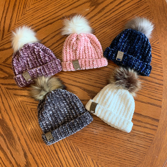 Velvet Single Pom Beanie