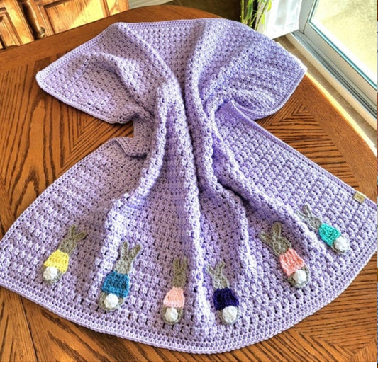 Crochet Baby Blanket - - Bunnies - Made to Order