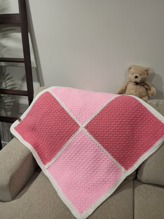 Handmade Crochet Baby Blanket - Pink/Pink- In Stock