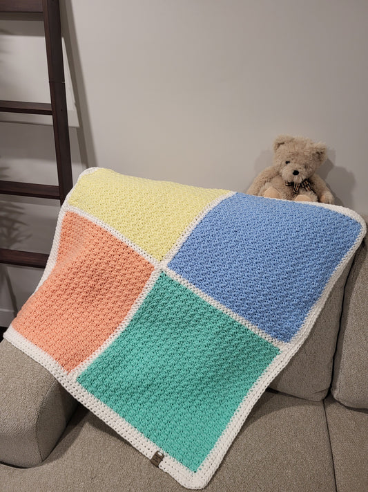 Handmade Crochet Baby Blanket - Coastal - In Stock