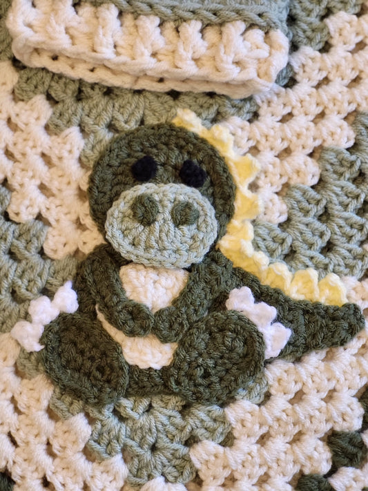 Crochet Baby Blanket -T-Rex Dinosaur - Made to Order