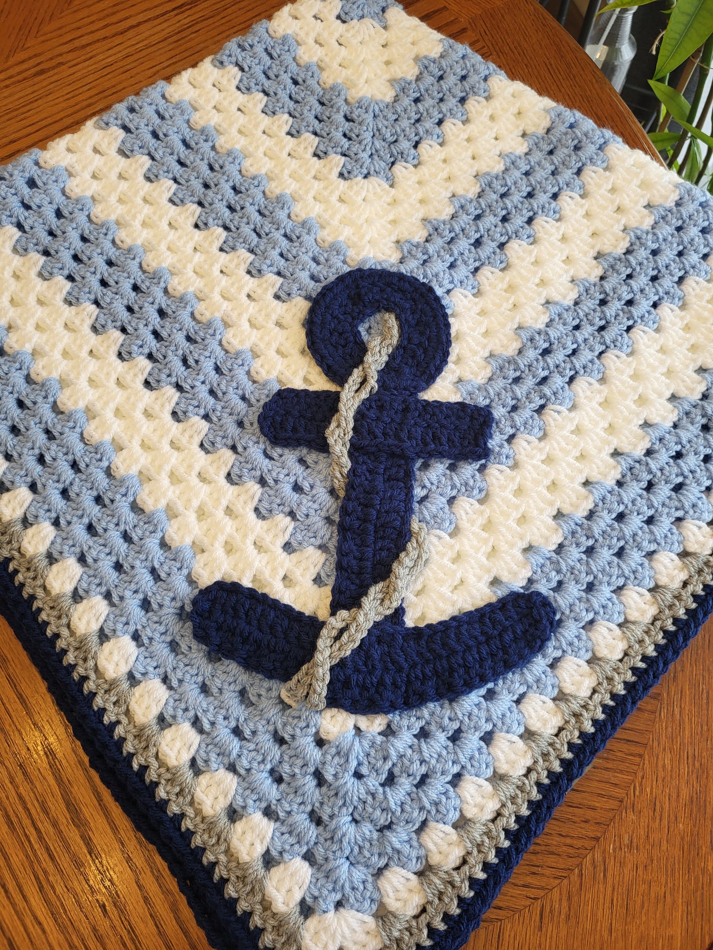 Crochet Baby Blanket - Nautical Anchor- Made to Order