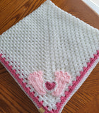 Crochet Baby Blanket - Baby Blanket - Pink Baby Feet - Handmade Baby Blanket - Baby Feet