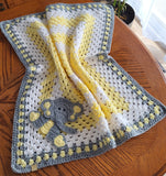 Crochet Baby Blanket - Yellow Baby Blanket - Grey Yellow Elephant - Handmade Baby Blanket - Grey Yellow Elephant