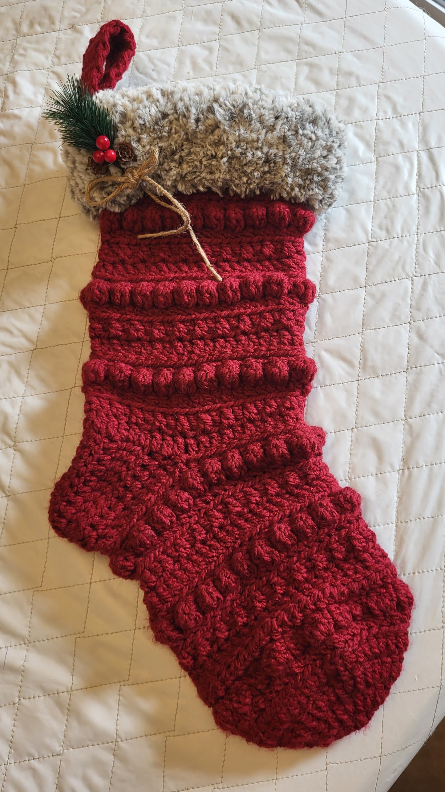 Luxury Classic Christmas Stocking - Crochet Christmas Stocking - Amara Stocking