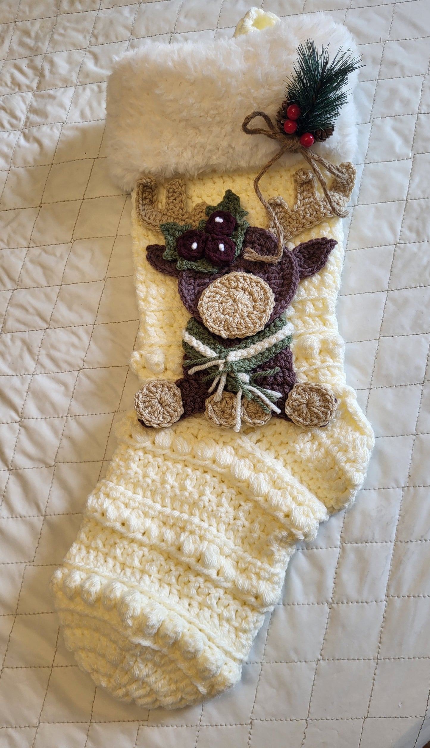 Luxury Classic Christmas Stocking - Gingerbreadman - Moose - Crochet Christmas Stocking - Amara Stocking