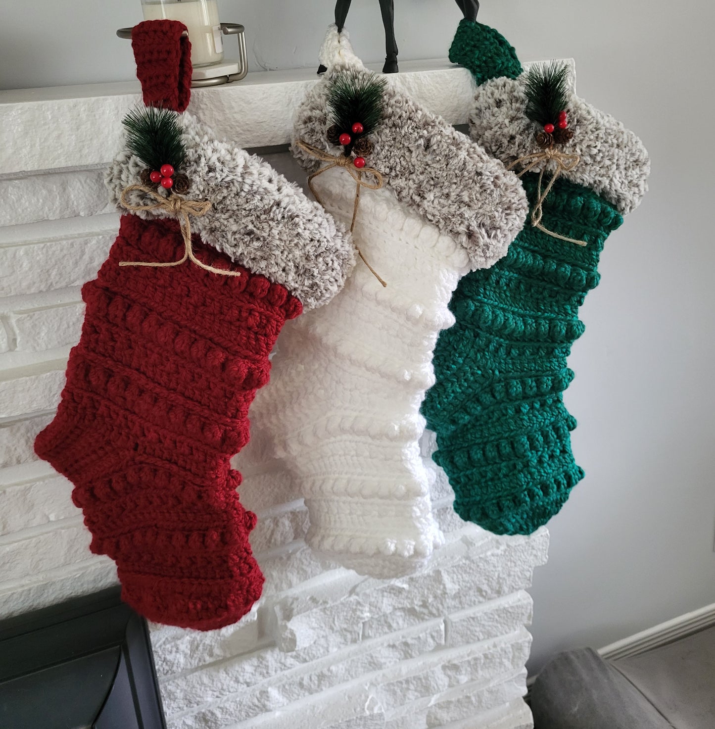 Luxury Classic Christmas Stocking - Crochet Christmas Stocking - Amara Stocking